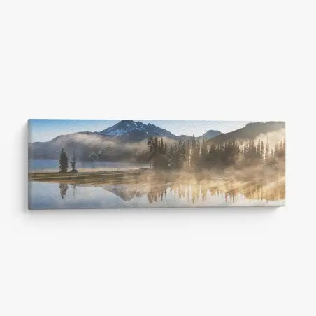 Tableau sur toile reflets brumeux au lever du jour sur le lac – Wallnifity®