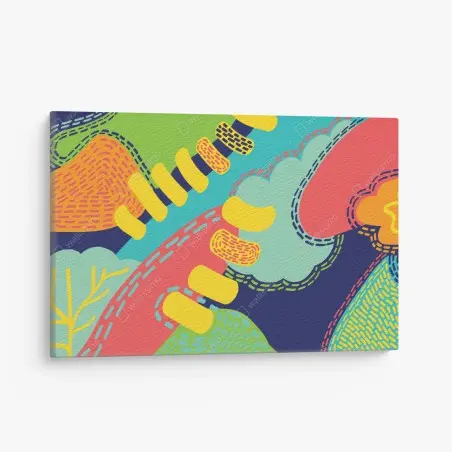 Tableau sur toile abstraction organique aux couleurs vives – Wallnifity®