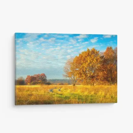 Tableau sur toile paysage d'automne en prairie dorée – Wallnifity®