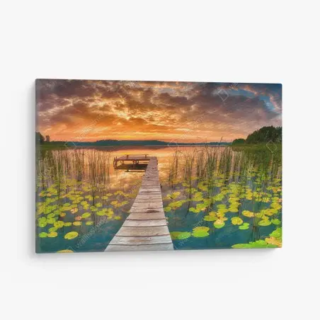 Tableau sur toile lever de soleil estival sur le lac – Wallnifity®