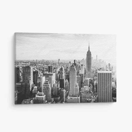 Tableau sur toile panorama urbain de New York en noir et blanc – Wallnifity®