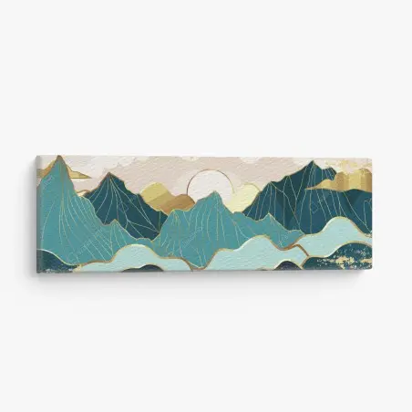 Tableau sur toile horizon montagneux abstrait aux reflets dorés – Wallnifity®