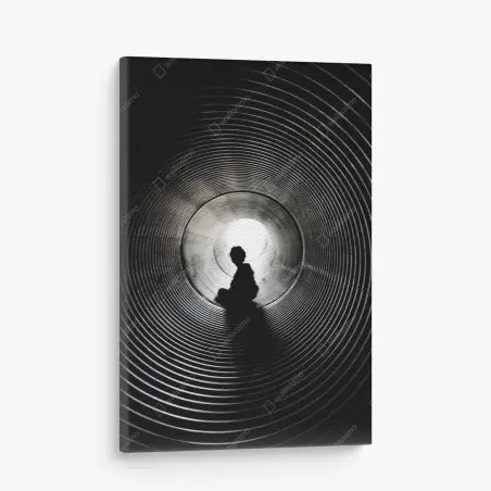 Tableau sur toile silhouette dans un tunnel concentrique – Wallnifity®