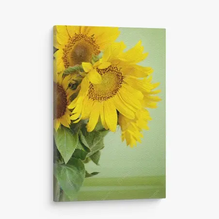 Tableau sur toile bouquet de tournesols éclatants sur fond vert – Wallnifity®