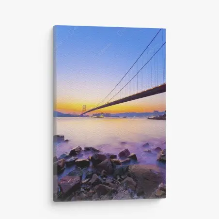 Tableau sur toile pont suspendu au coucher de soleil – Wallnifity®