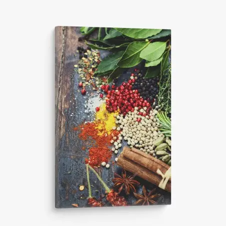 Tableau sur toile composition d'épices et herbes aromatiques – Wallnifity®
