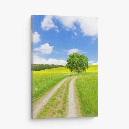 Tableau sur toile chemin bucolique vers l'arbre solitaire – Wallnifity®
