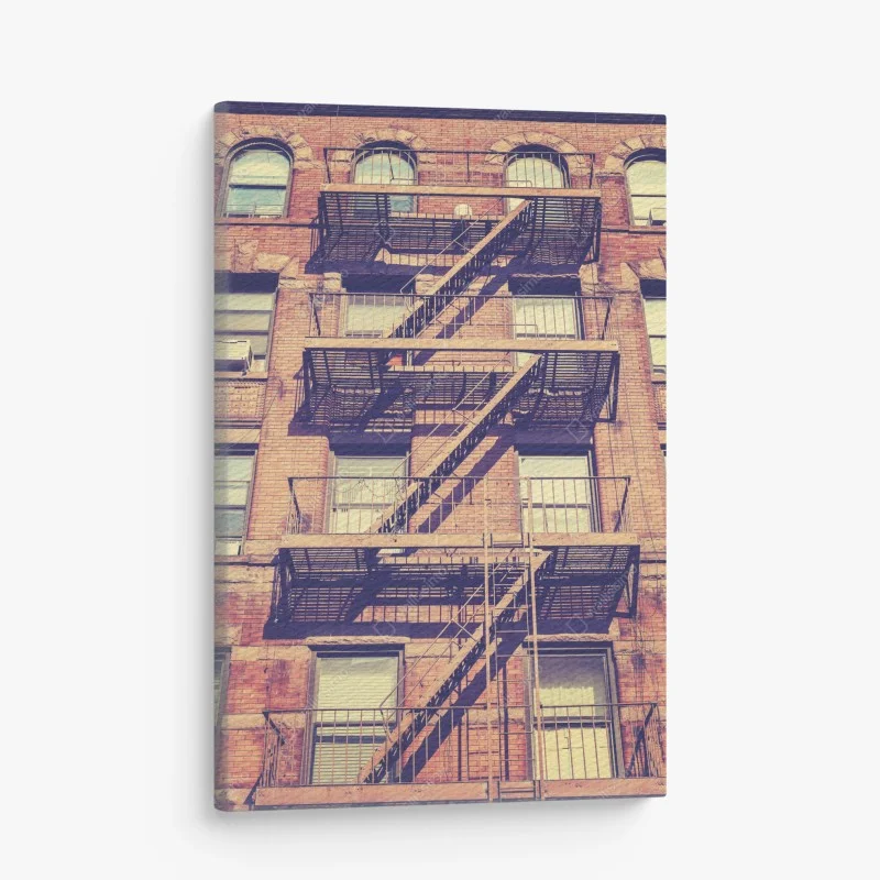 Tableau sur toile escalier de secours rétro à New York – Wallnifity®