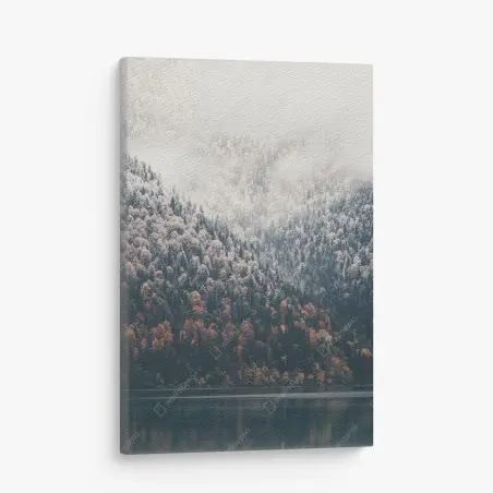 Tableau sur toile brume automnale sur le lac – Wallnifity®