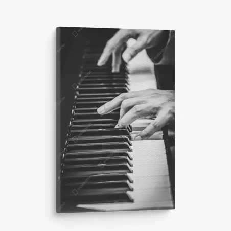 Tableau sur toile mains de pianiste en noir et blanc – Wallnifity®