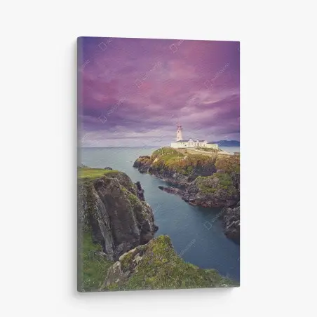 Tableau sur toile phare au crépuscule sur falaise – Wallnifity®
