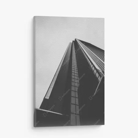 Tableau sur toile perspective monumentale d'un gratte-ciel en noir et blanc – Wallnifity®
