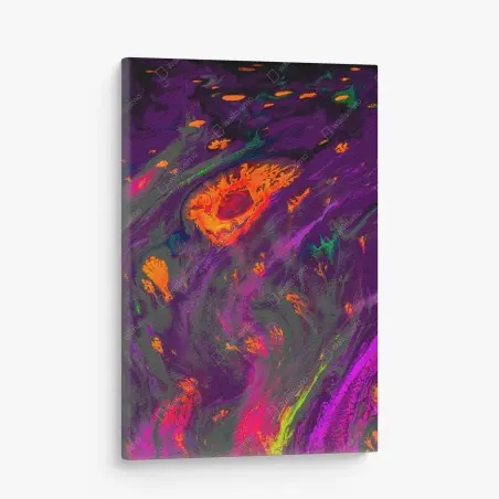 Tableau sur toile marbrure ebru ottomane néon - motif abstrait coloré – Wallnifity®