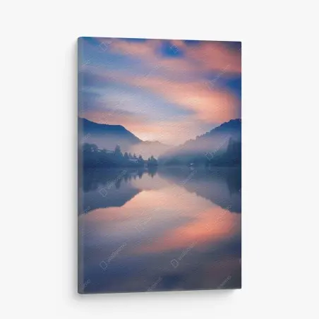 Tableau sur toile brume matinale au lac de montagne – Wallnifity®