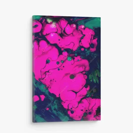 Tableau sur toile abstraction néon fuchsia et turquoise – Wallnifity®