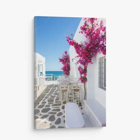 Tableau sur toile ruelle méditerranéenne au bougainvillier – Wallnifity®