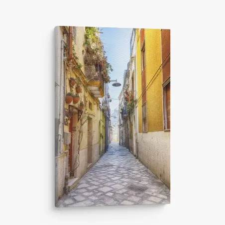 Tableau sur toile ruelle ensoleillée du centre ancien de Brindisi – Wallnifity®