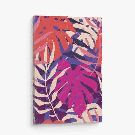 Tableau sur toile jungle rétro aux feuilles pastel – Wallnifity®