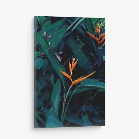 Tableau sur toile fleur tropicale orange sur feuillage luxuriant – Wallnifity®