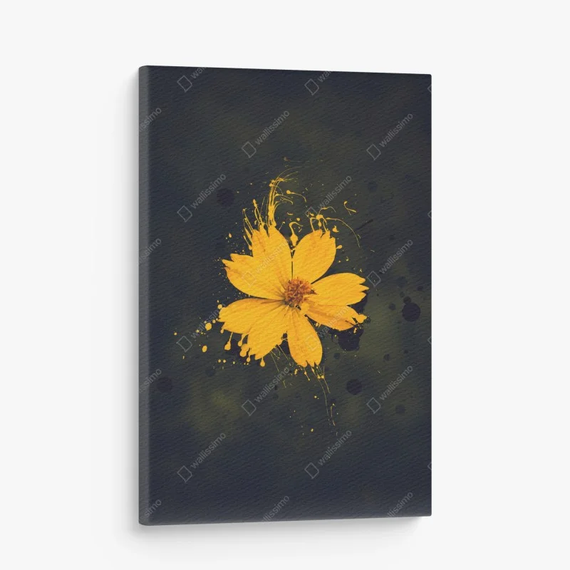 Tableau sur toile fleur jaune en éclaboussures sur fond sombre – Wallnifity® Tableau sur toile fleur jaune en éclaboussures sur fond sombre – Wallnifity®
