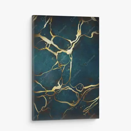 Tableau sur toile élégance marbrée bleu et or – Wallnifity®