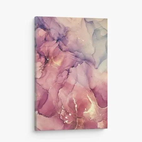 Tableau sur toile abstraction marbrée rosée aux reflets dorés – Wallnifity®