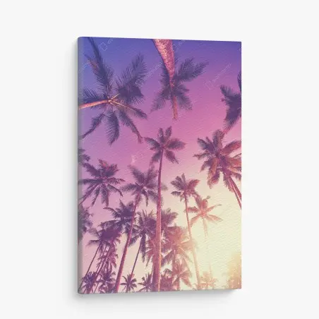 Tableau sur toile sérénité sous les palmiers au coucher du soleil – Wallnifity®