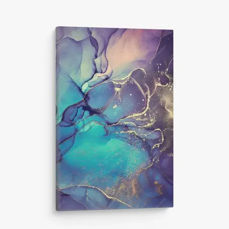 Tableau sur toile abstraction aquatique aux reflets dorés – Wallnifity®