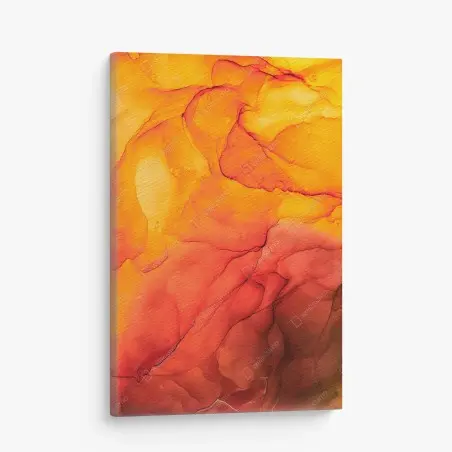 Tableau sur toile fusion d'encre orange et rouge – Wallnifity®