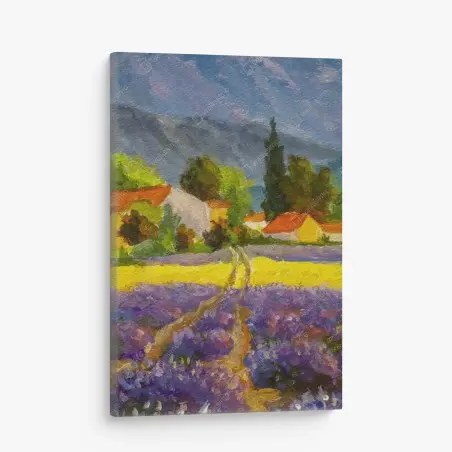 Tableau sur toile champ de lavande au crépuscule – Wallnifity®