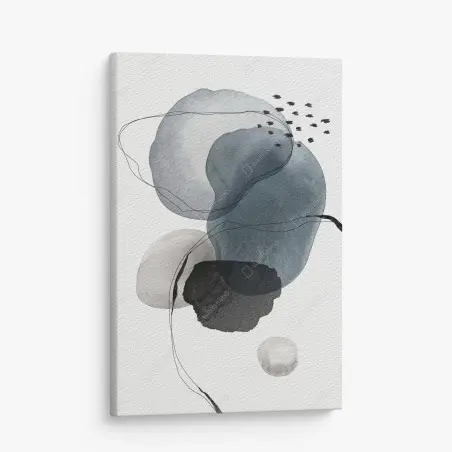 Tableau sur toile composition abstraite aux nuances bleu-gris – Wallnifity®