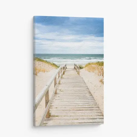 Tableau sur toile passerelle en bois vers la plage à Sylt – Wallnifity®