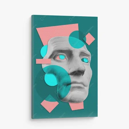 Tableau sur toile visage antique en collage géométrique – Wallnifity®