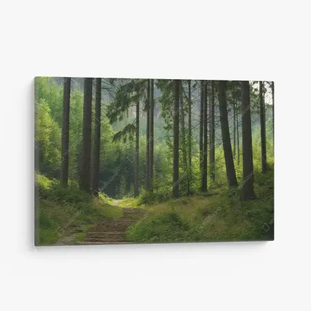 Tableau sur toile sentier forestier au coeur des sapins – Wallnifity®