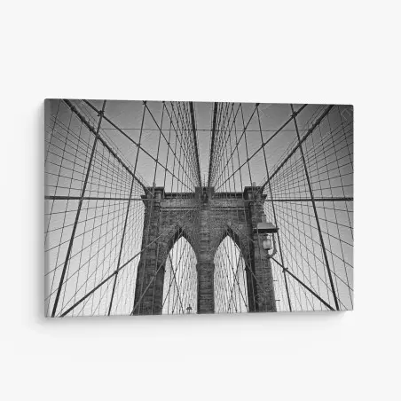 Tableau sur toile perspective du pont de Brooklyn en noir et blanc – Wallnifity®