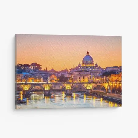 Tableau sur toile coucher de soleil sur la basilique Saint-Pierre à Rome – Wallnifity®