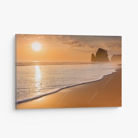 Tableau sur toile coucher de soleil doré sur la plage – Wallnifity®