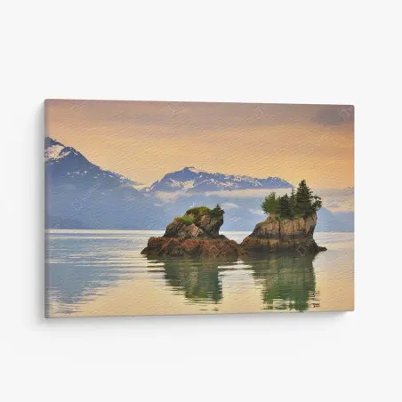 Tableau sur toile îlots rocheux et reflets au coucher de soleil – Wallnifity®