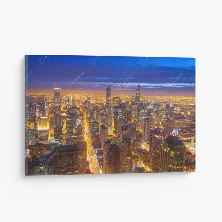 Tableau sur toile vue nocturne de Chicago illuminée – Wallnifity®