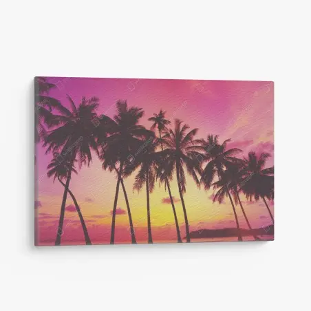 Tableau sur toile coucher de soleil tropical rétro – Wallnifity®