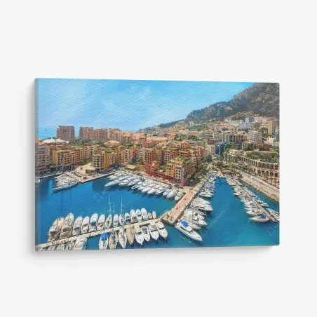 Tableau sur toile vue aérienne du port de Monaco – Wallnifity®