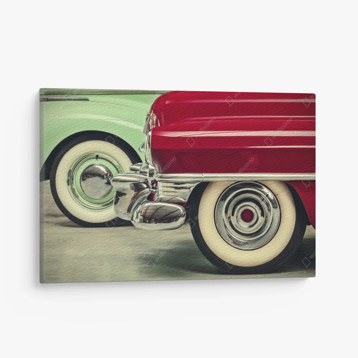 Tableau sur toile détails chromés de voitures vintage rouge et vert – Wallnifity® Tableau sur toile détails chromés de voitures vintage rouge et vert – Wallnifity®