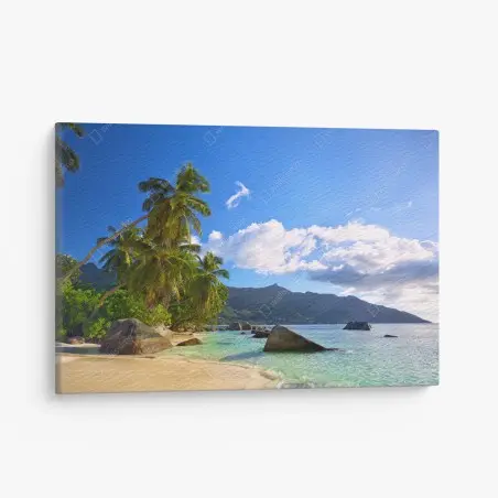 Tableau sur toile plage paradisiaque de Mahé, Seychelles – Wallnifity®