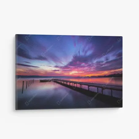 Tableau sur toile ponton au crépuscule pourpre – Wallnifity®