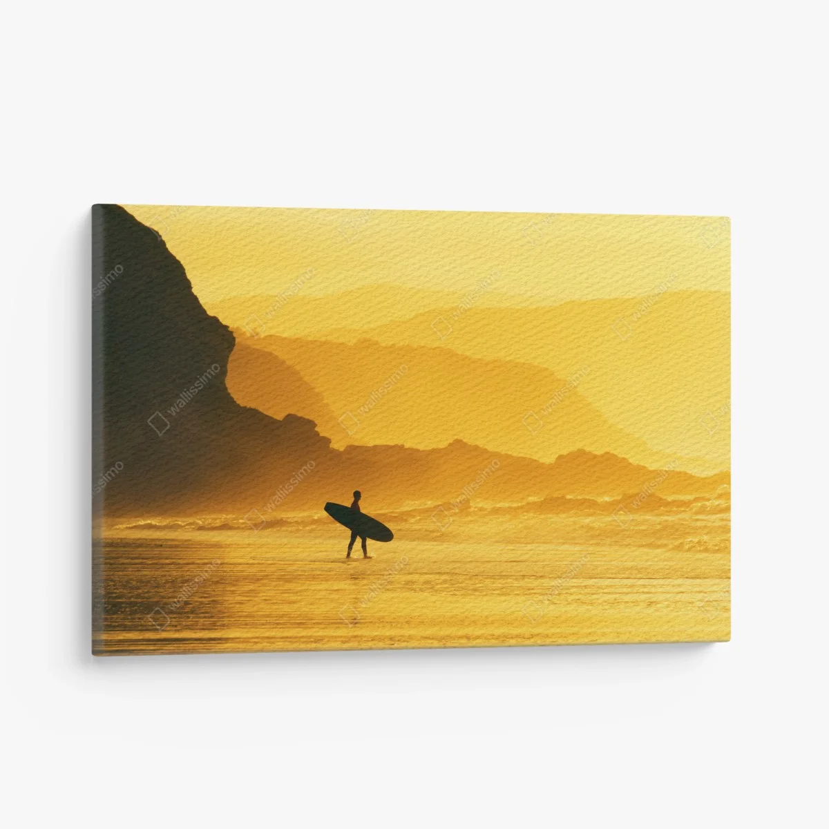 Tableau sur toile silhouette de surfeur au coucher de soleil doré – Wallnifity® Tableau sur toile silhouette de surfeur au coucher de soleil doré – Wallnifity®