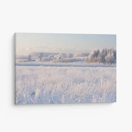 Tableau sur toile paysage hivernal givré au lever du soleil – Wallnifity®