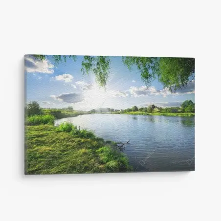 Tableau sur toile bords de rivière ensoleillés – Wallnifity®