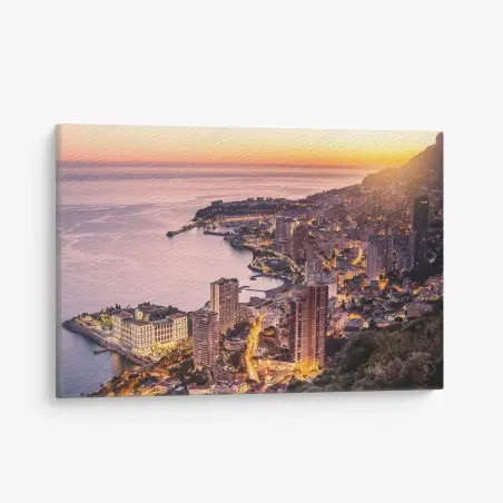 Tableau sur toile vue panoramique de Monaco au crépuscule – Wallnifity®