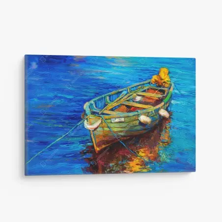 Tableau sur toile barque colorée au crépuscule – Wallnifity®