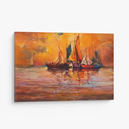 Tableau sur toile voiles au crépuscule doré – Wallnifity®